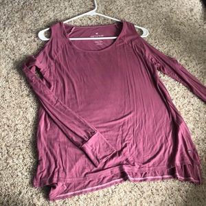 Pink cold shoulder top